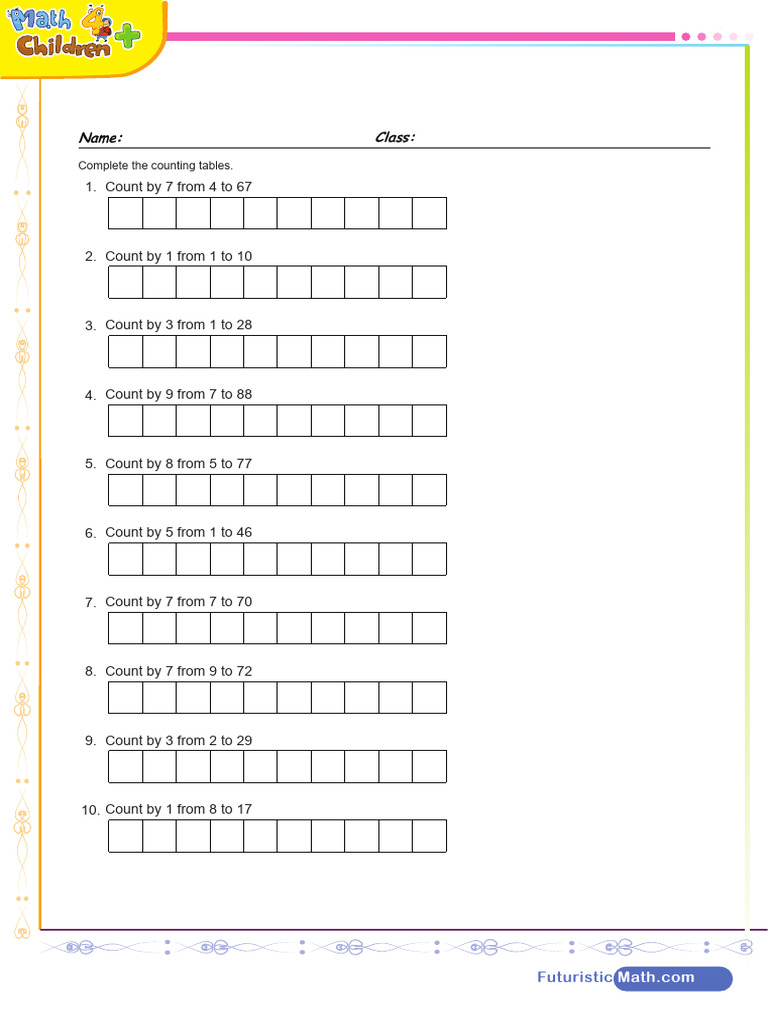 Counting Tables for Kids: Math Practice | PDF