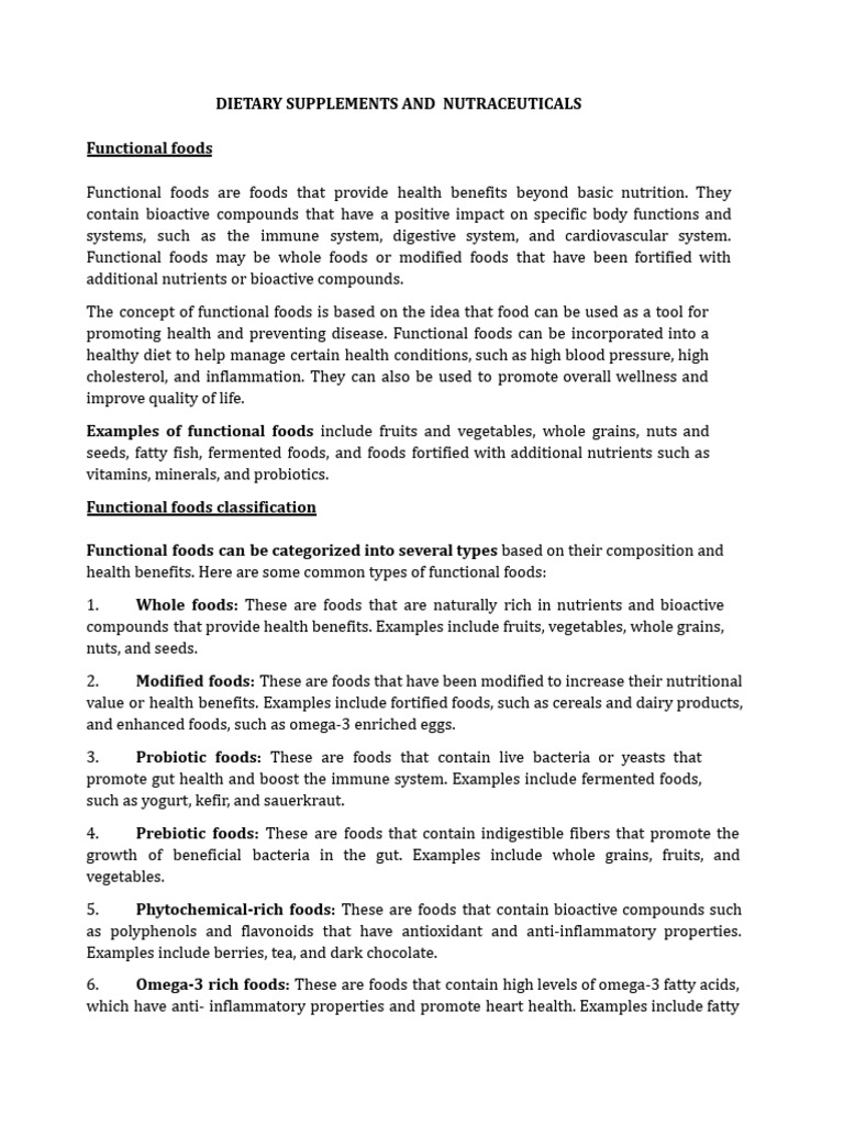Functional Foods and Nutraceuticals Guide | PDF | Human Nutrition ...