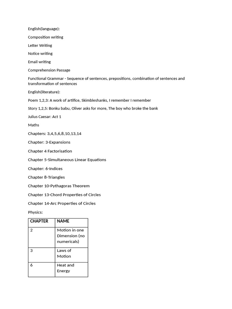 Comprehensive Half-Yearly Exam Syllabus | PDF | Chemistry | Geography