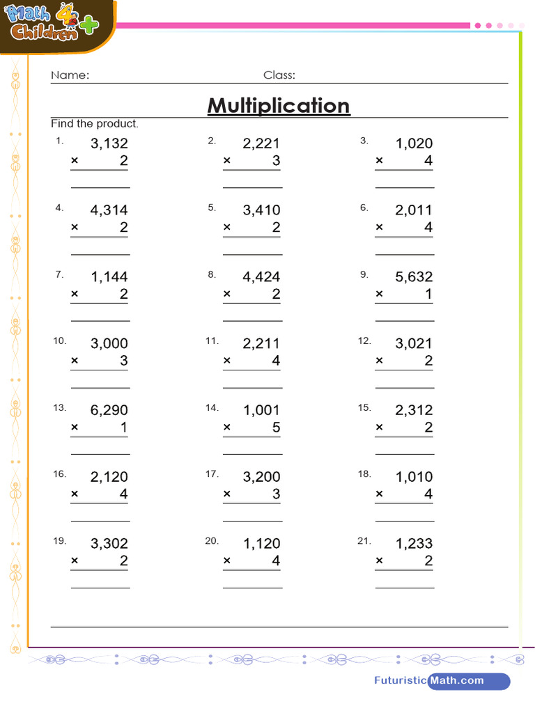 Multiplication Practice Worksheets | PDF