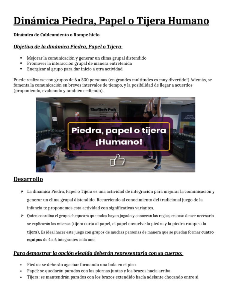 Dinámica de Piedra, Papel o Tijera Humano | PDF
