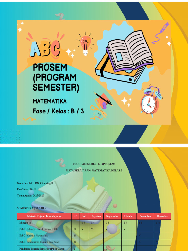 Prosem Matematika Kelas 3 SDN Cimuning II | PDF