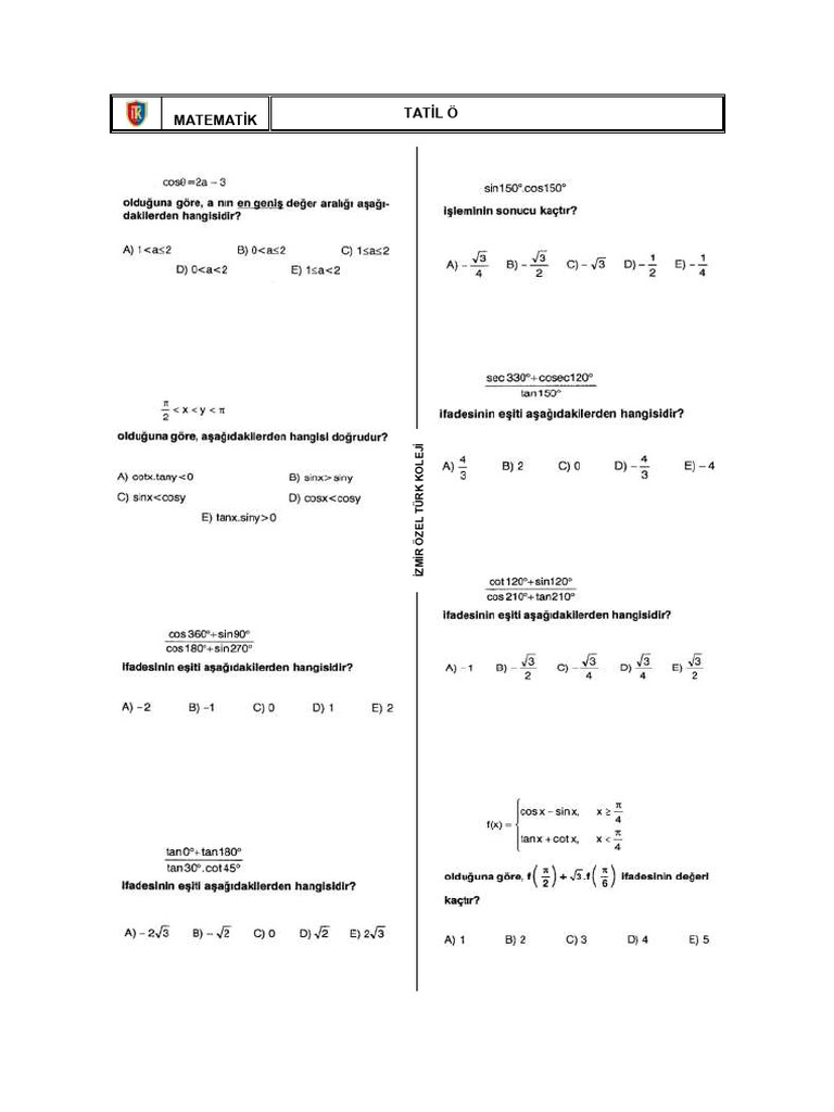 11 MATEMATIK TEST2 | PDF