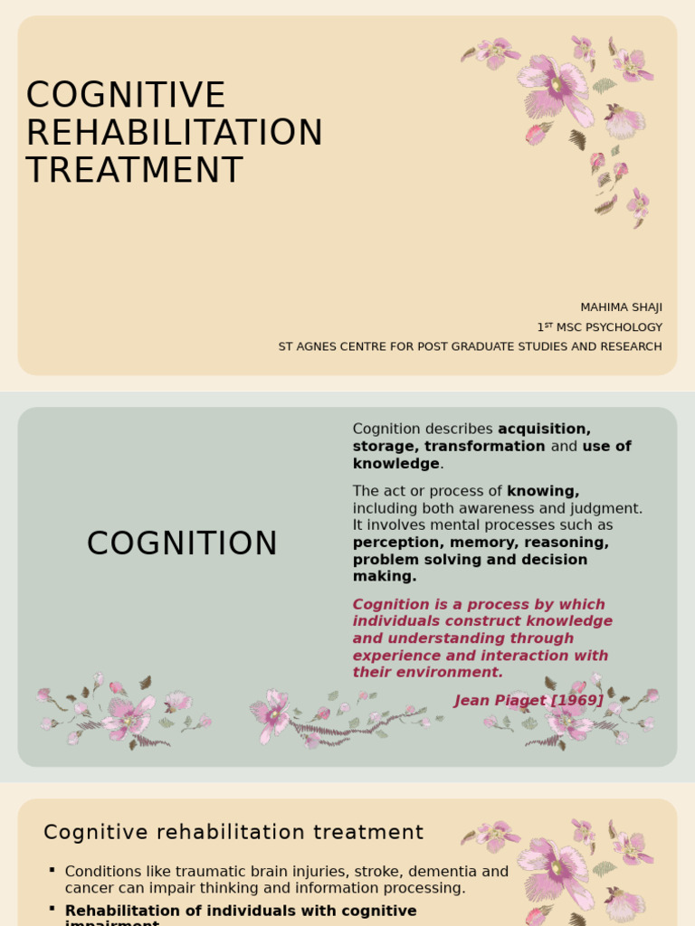 Cognitive Rehabilitation Treatment Guide | PDF | Cognition | Physical ...