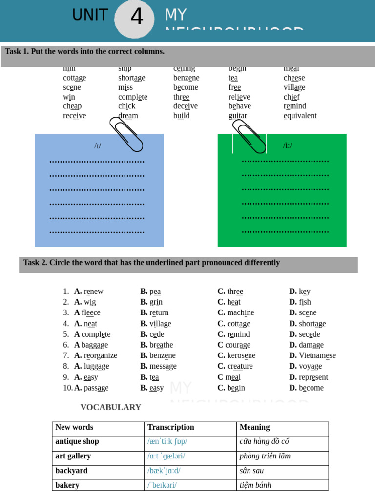 Vocabulary and Comparative Exercises | PDF