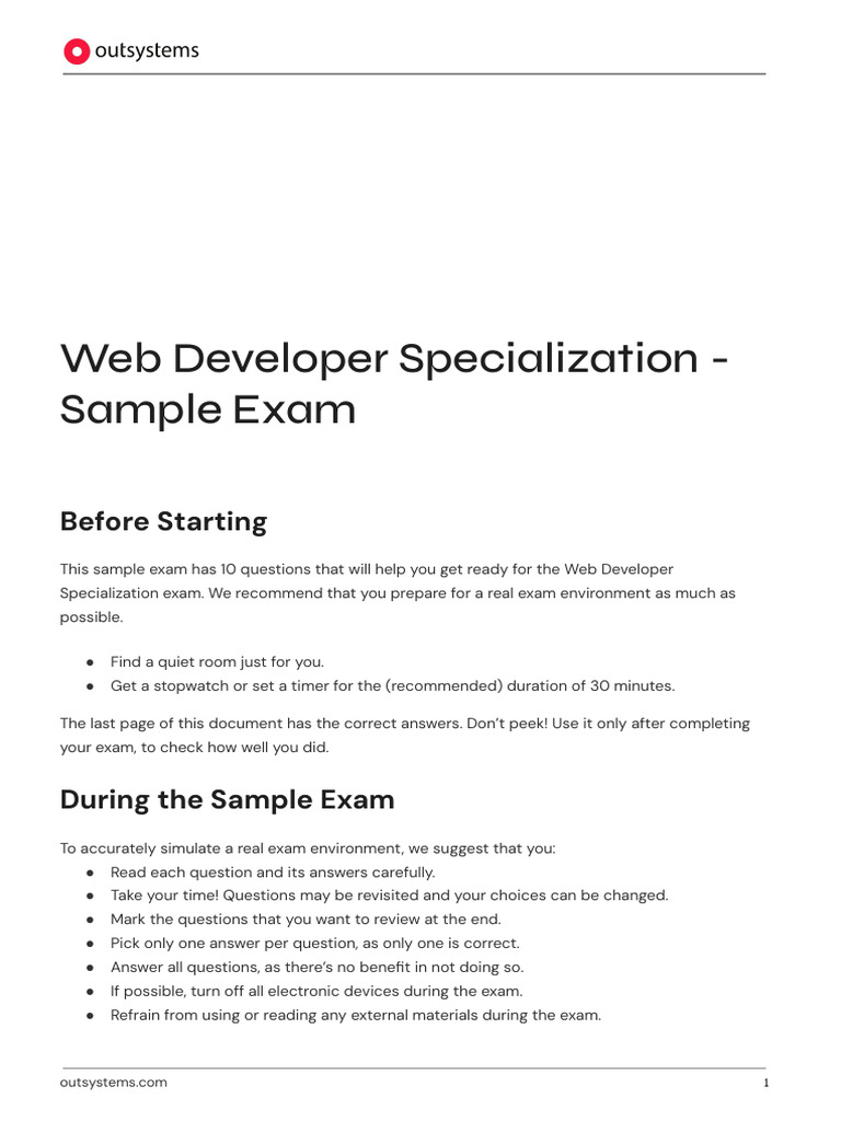 Web Developer Specialization - Sample Exam - En | PDF | Parameter ...