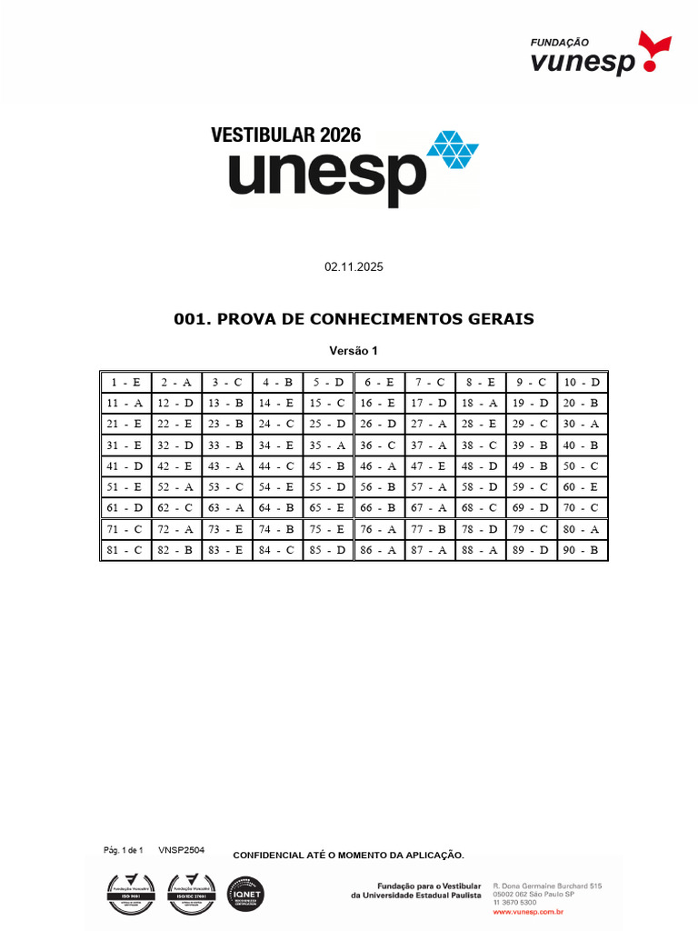 gabarito-1-fase-unesp-2026 | PDF