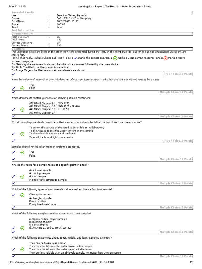 Test Results for Pedro M. Torres | PDF | Multiple Choice