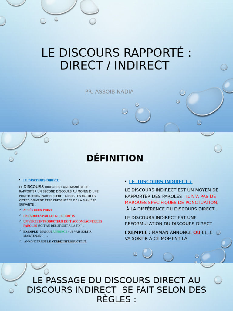 Discourse Direct et Indirect : Guide Complet | PDF | Verbe | Temps ...