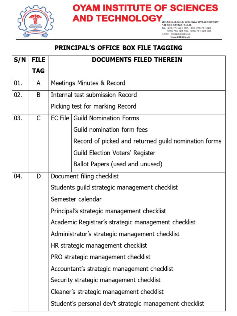 Principal's Office File Tagging Guide | PDF