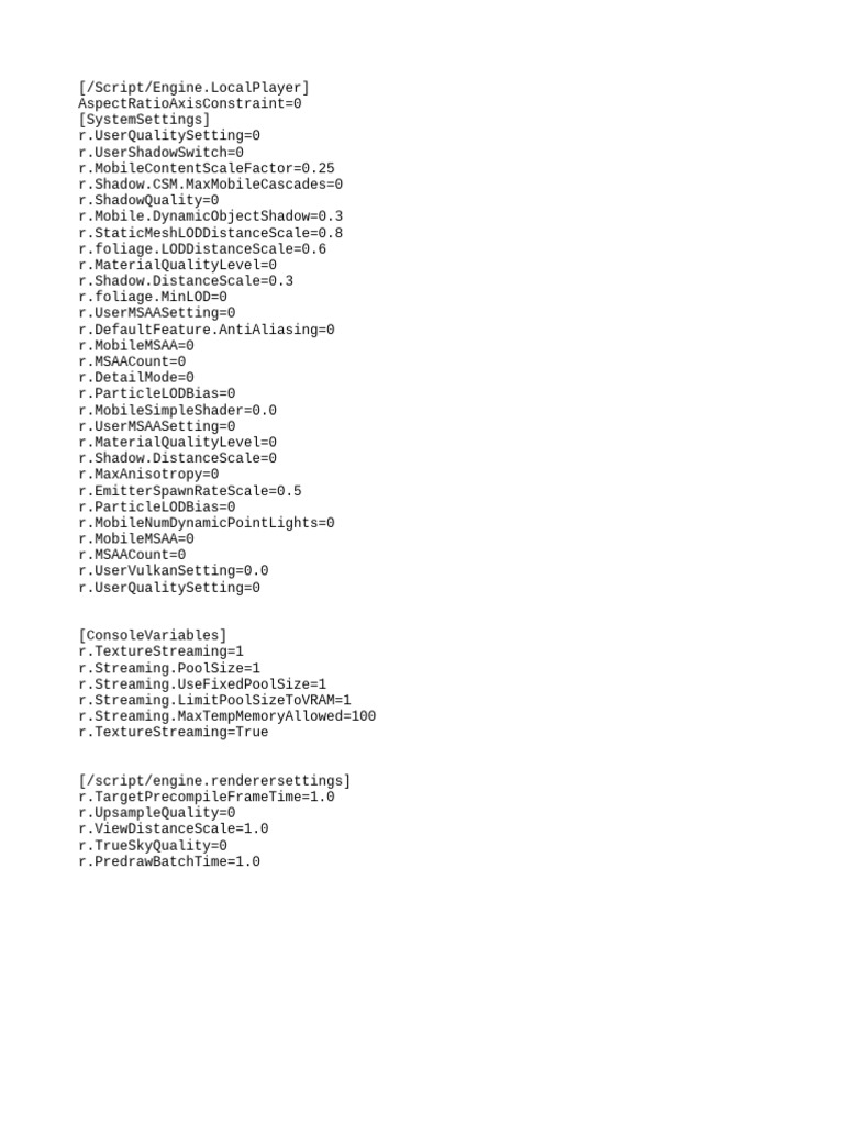 Unreal Engine Graphics Settings Guide | PDF