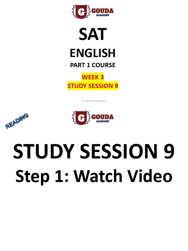 2024 Sat Part 1 Study Session 9 Reading | PDF