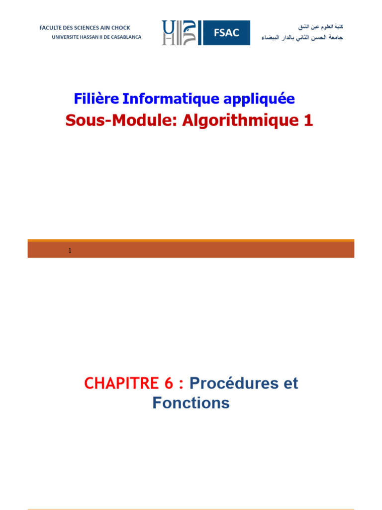 Procédures et Fonctions en Algorithmique | PDF | Programme informatique ...