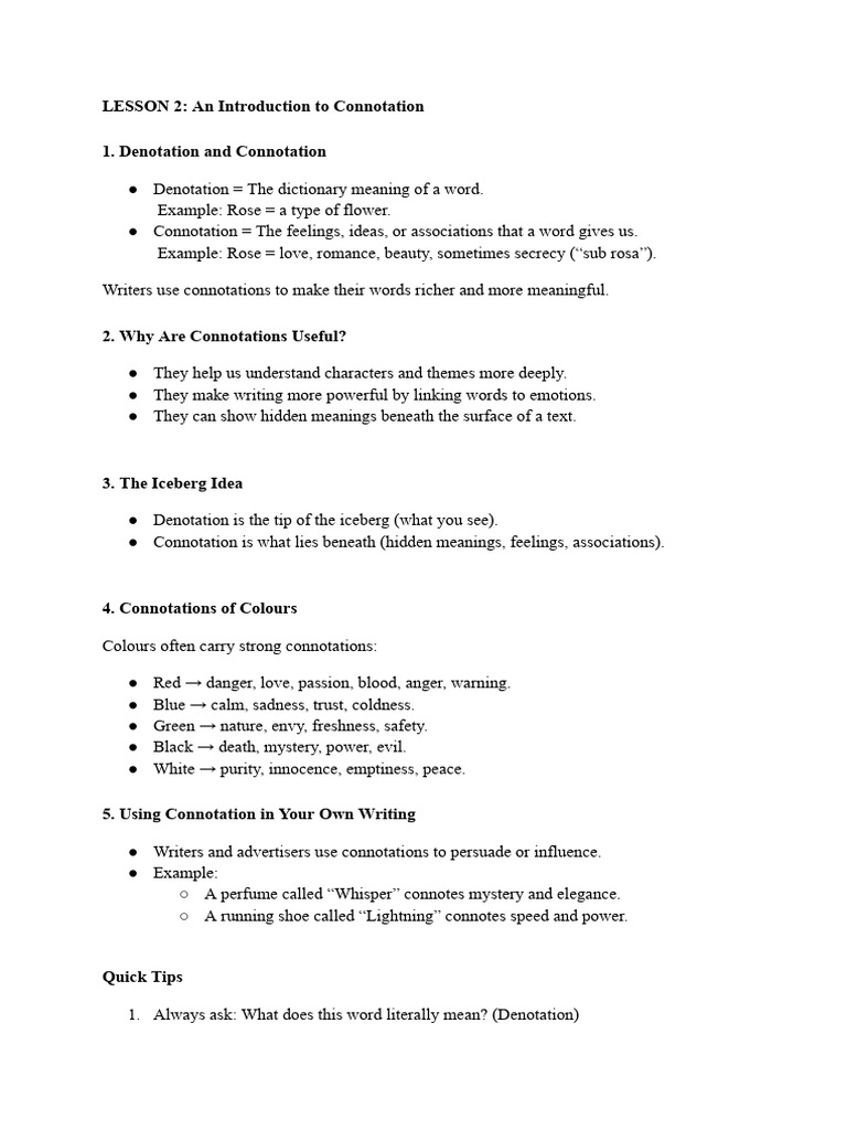 Understanding Denotation and Connotation | PDF