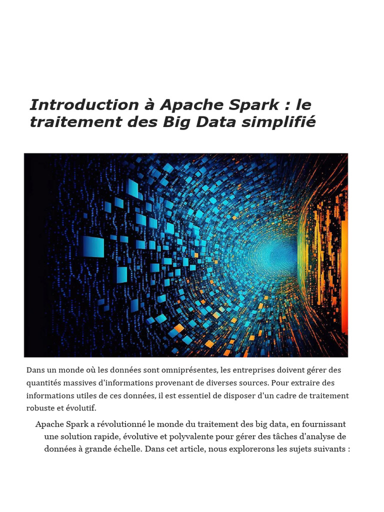 Introduction à Apache Spark pour Big Data | PDF | Apache Spark | Apache ...
