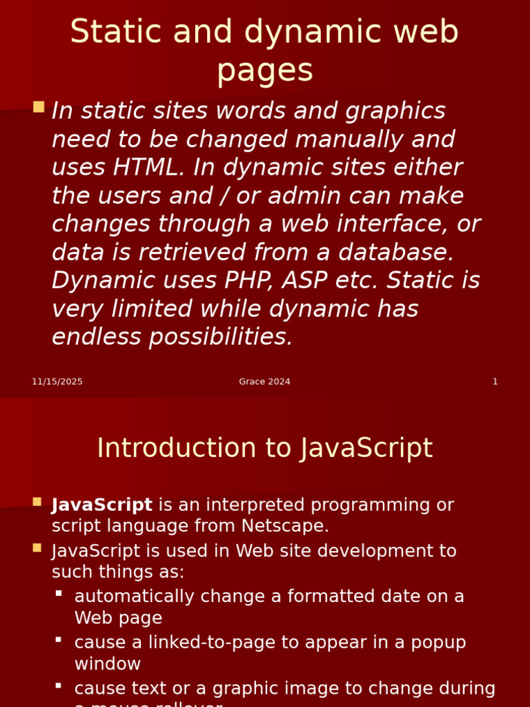 Static vs Dynamic Web Pages Explained | PDF | Control Flow | World Wide Web