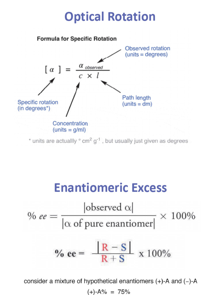 Enantiomeric Excess and Optical Rotation | PDF