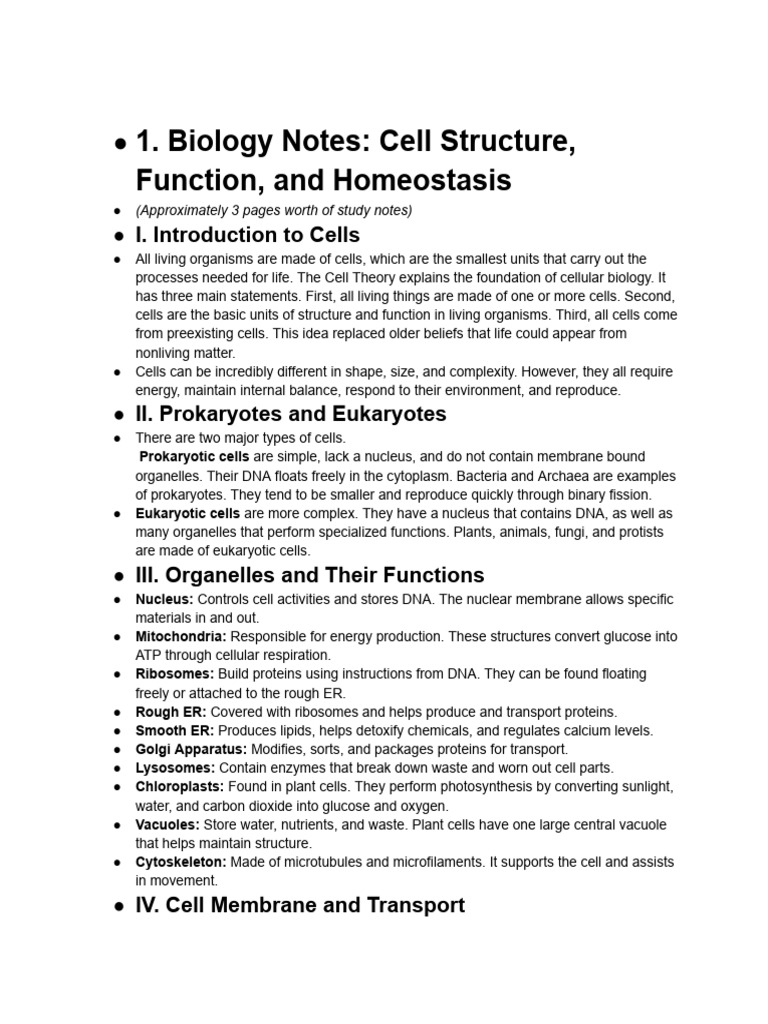 Cell Structure and Function Overview | PDF | Cell (Biology) | Biology
