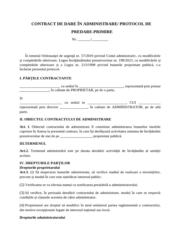 Contract - Protocol Predare Primire | PDF