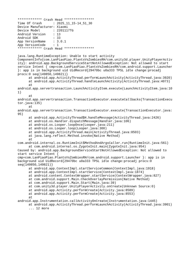 Xiaomi Crash Report: Background Service Error | PDF | Java (Programming ...