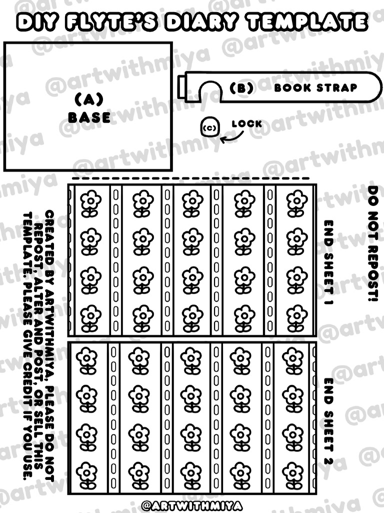 DIY Flyte's Scrapbook Template (Black & White) (Sketchbook Version) | PDF