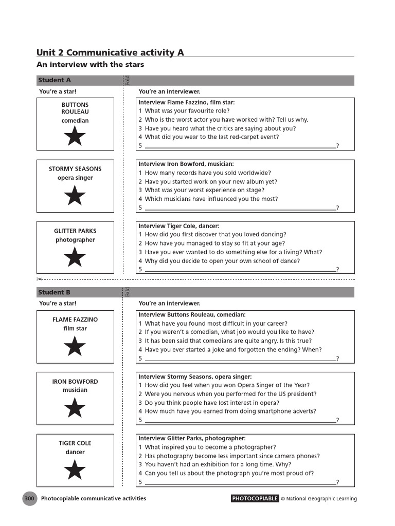 Intermediate Unit 2 Communicative Activity A | PDF