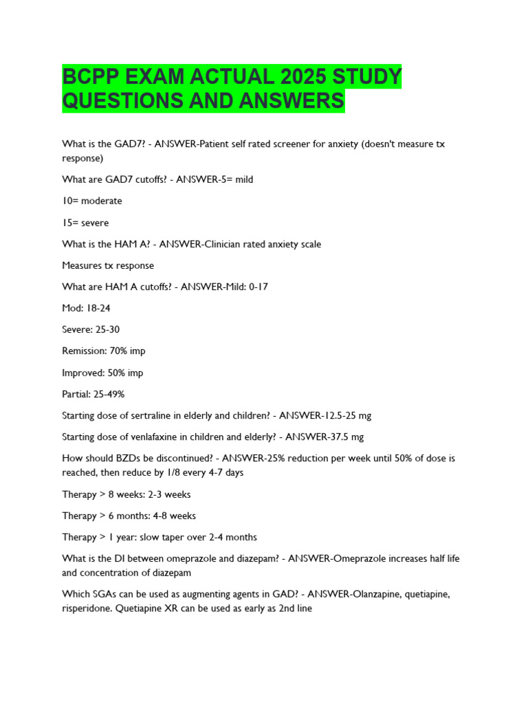 2025 BCPP Exam Study Questions & Answers | PDF | Relative Risk ...