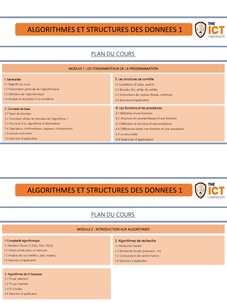 Cours sur Algorithmes et Structures de Données | PDF | Algorithmes ...