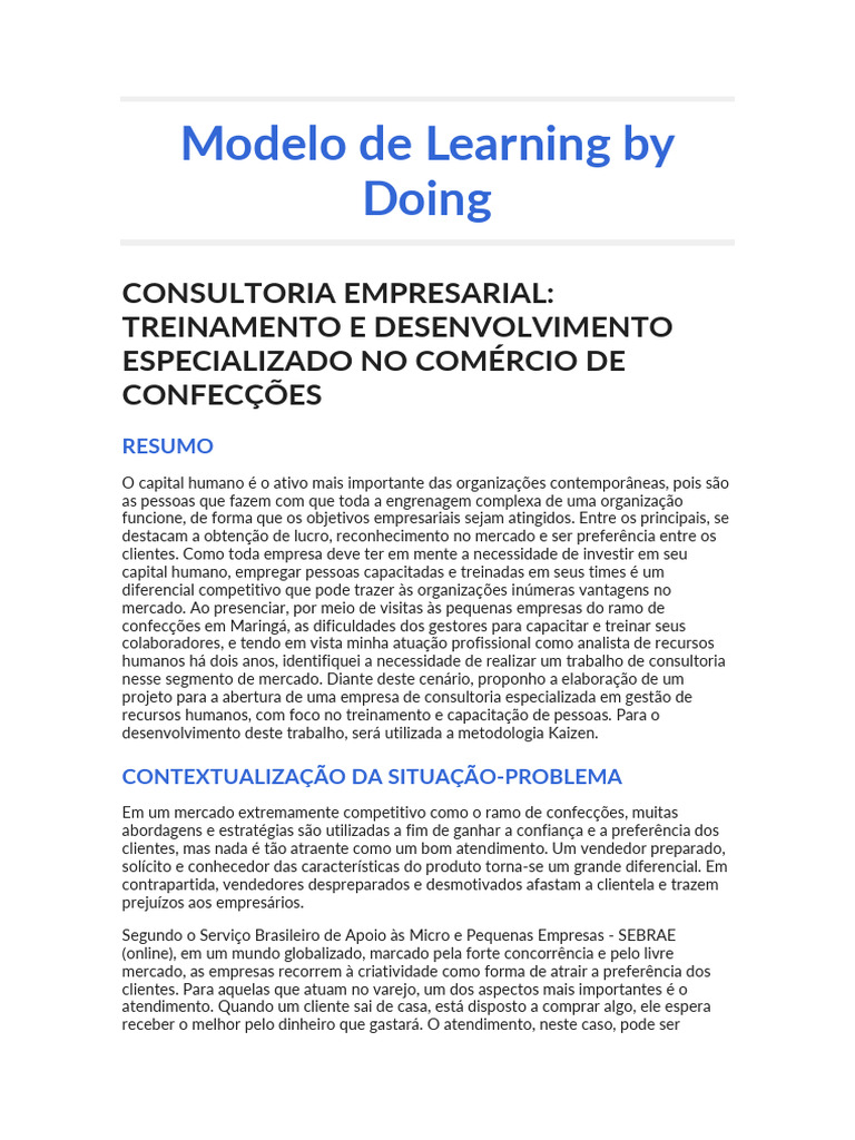Modelo de Learning by Doing | PDF | Gestão de recursos humanos ...