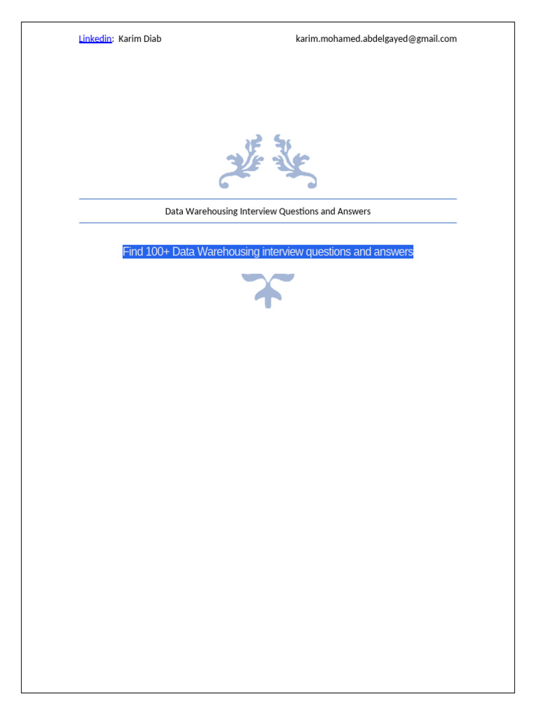 Data Warehousing Interview Questions and Answers | PDF | Data Warehouse ...