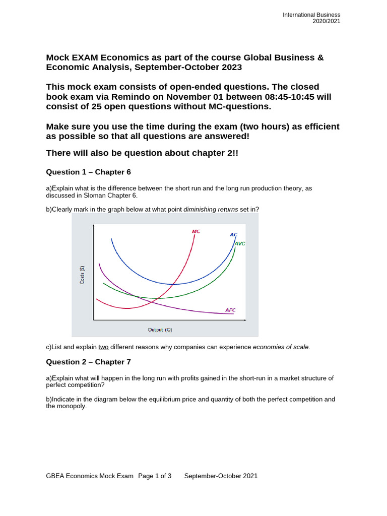 International Business Economics Mock Exam | PDF | Perfect Competition ...