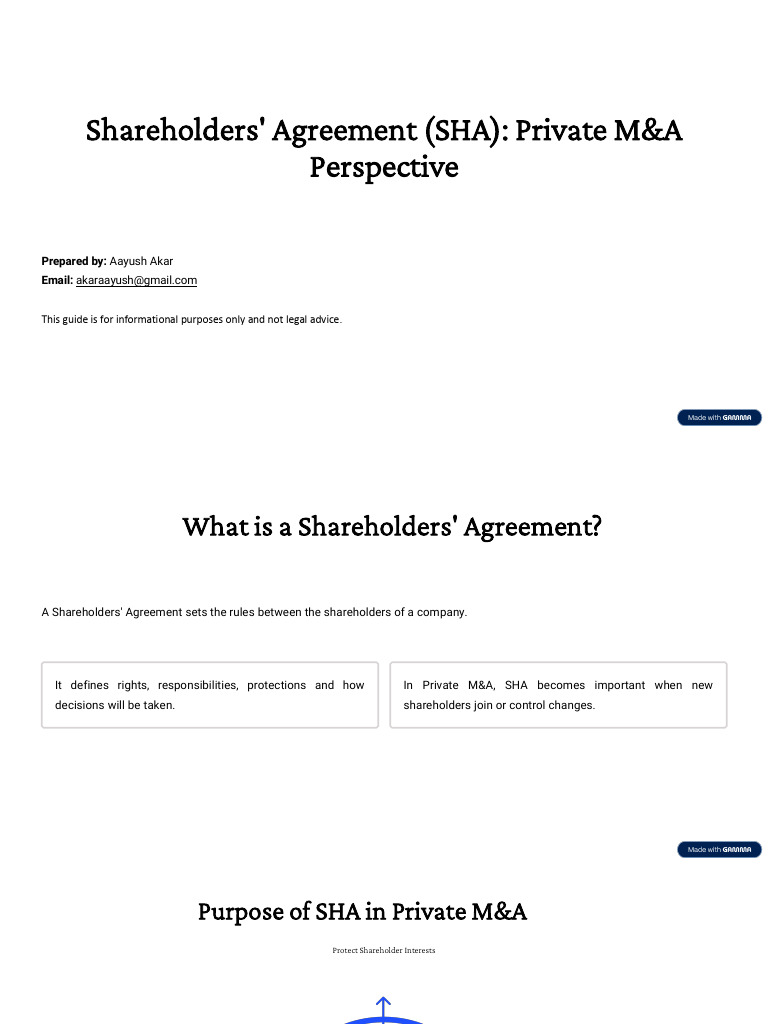 SHA in Private M&A: Key Insights | PDF | Mergers And Acquisitions ...