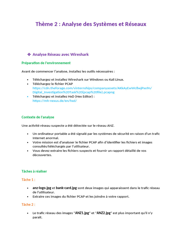 Analyse réseau avec Wireshark et PCAP | PDF