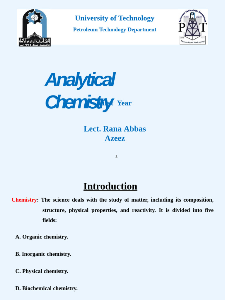 Lec 1 Analytical (1) | PDF | Analytical Chemistry | Mole (Unit)