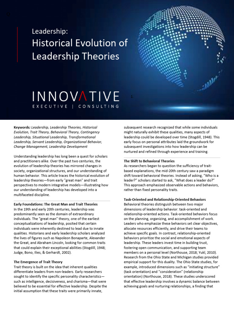 Evolution of Leadership Theories | PDF | Leadership | Transformational ...