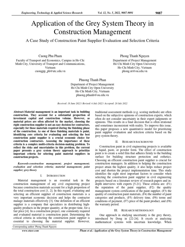 Grey System Theory in Paint Supplier Selection | PDF | Matrix ...