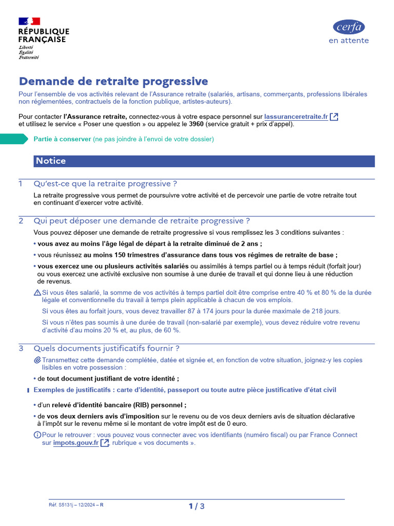 Demande de retraite progressive : guide complet | PDF | Retraite ...