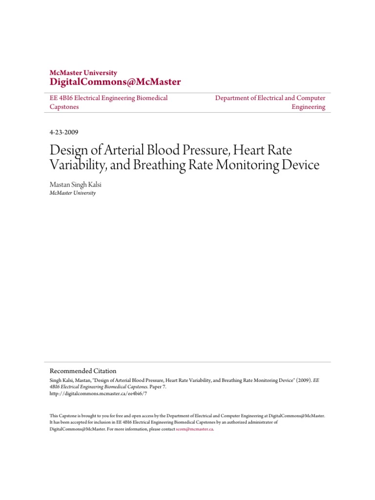 Design of Arterial Blood Pressure, Heart Rate Variability, and BR | PDF ...