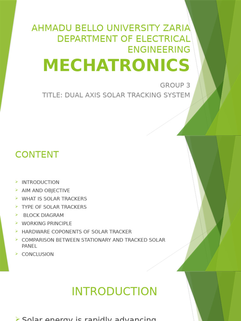 Dual Axis Solar Tracking System Overview | PDF