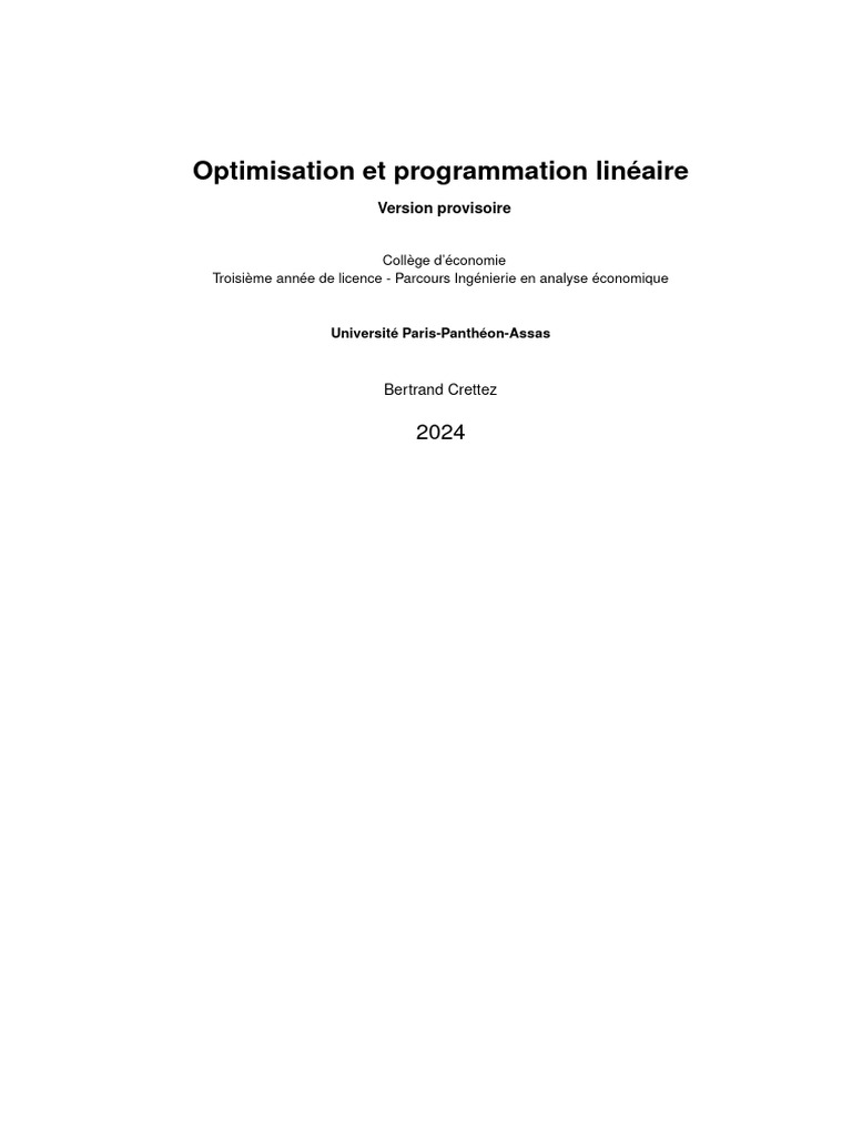 Optimisation et Programmation Linéaire | PDF | Optimisation ...