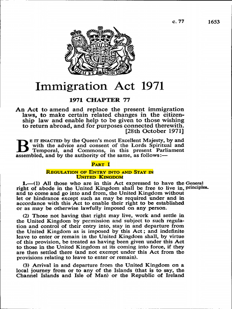 Immigration Act 1971 | PDF | Sentence (Law) | Citizenship