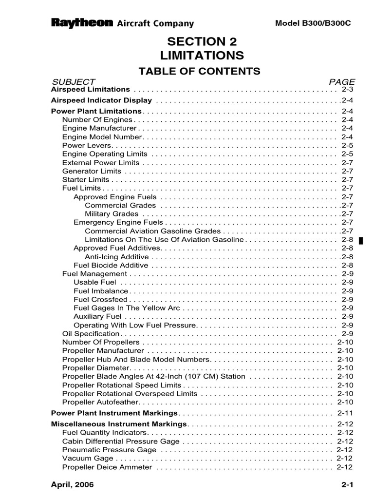 B300/B300C Aircraft Limitations Guide | PDF | Instrument Flight Rules ...