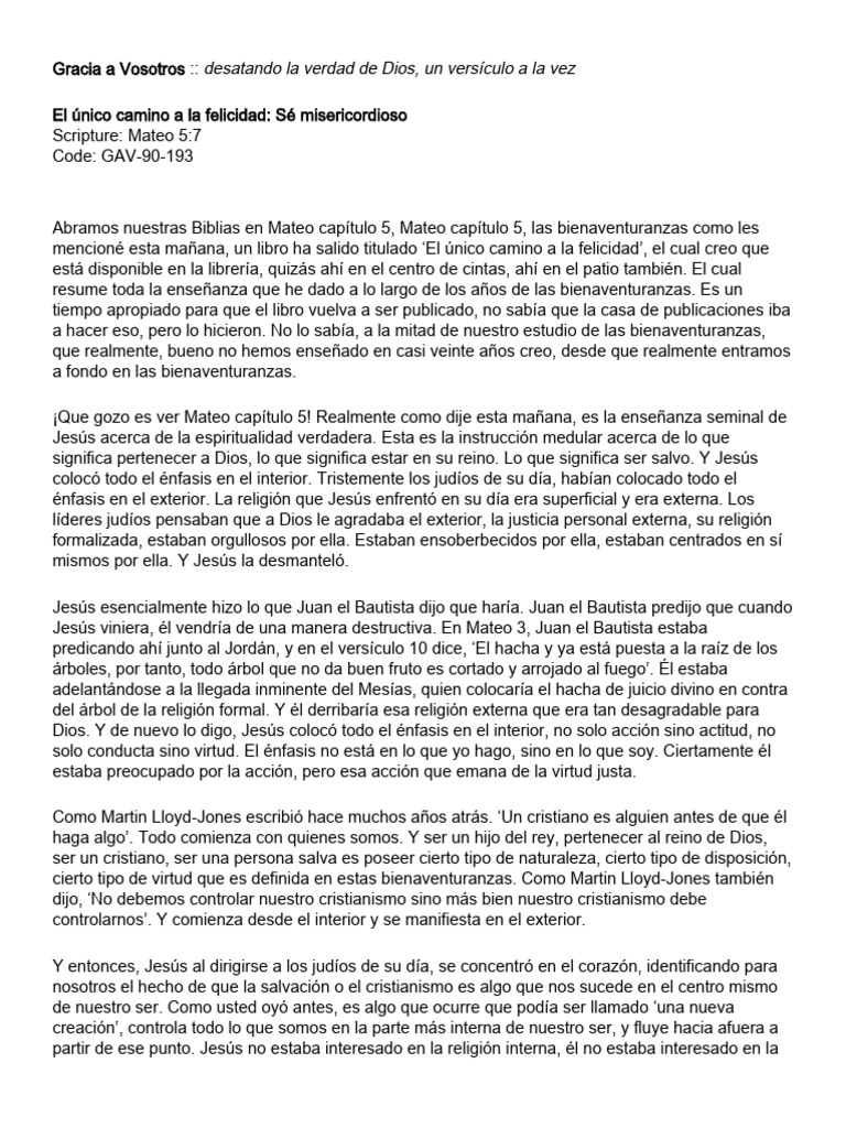 22 El Único Camino a La Felicidad Sé Misericordioso | PDF ...