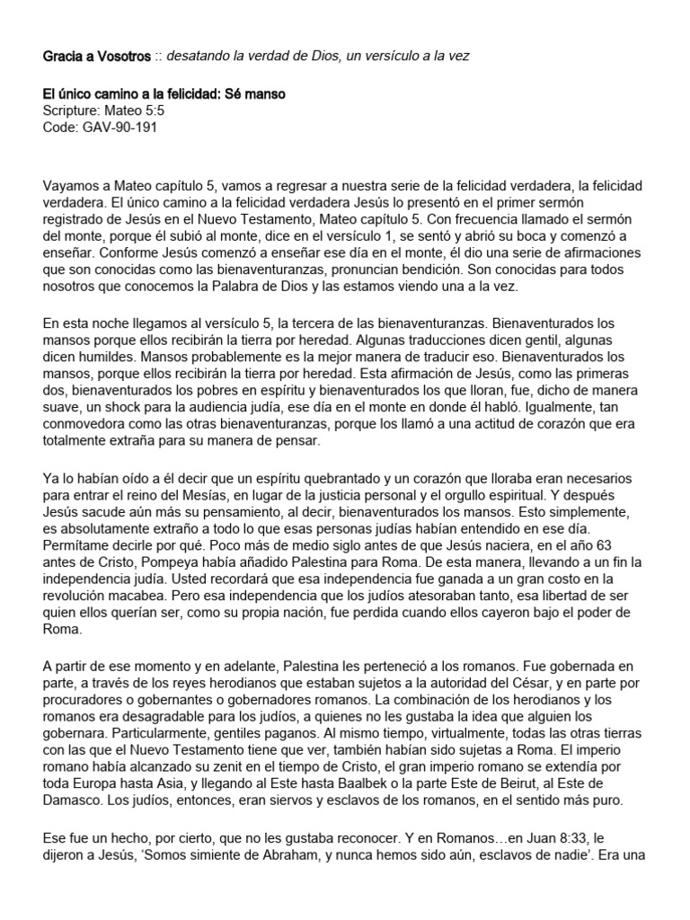 19 El Único Camino A La Felicidad Sé Manso | PDF | Moisés | David