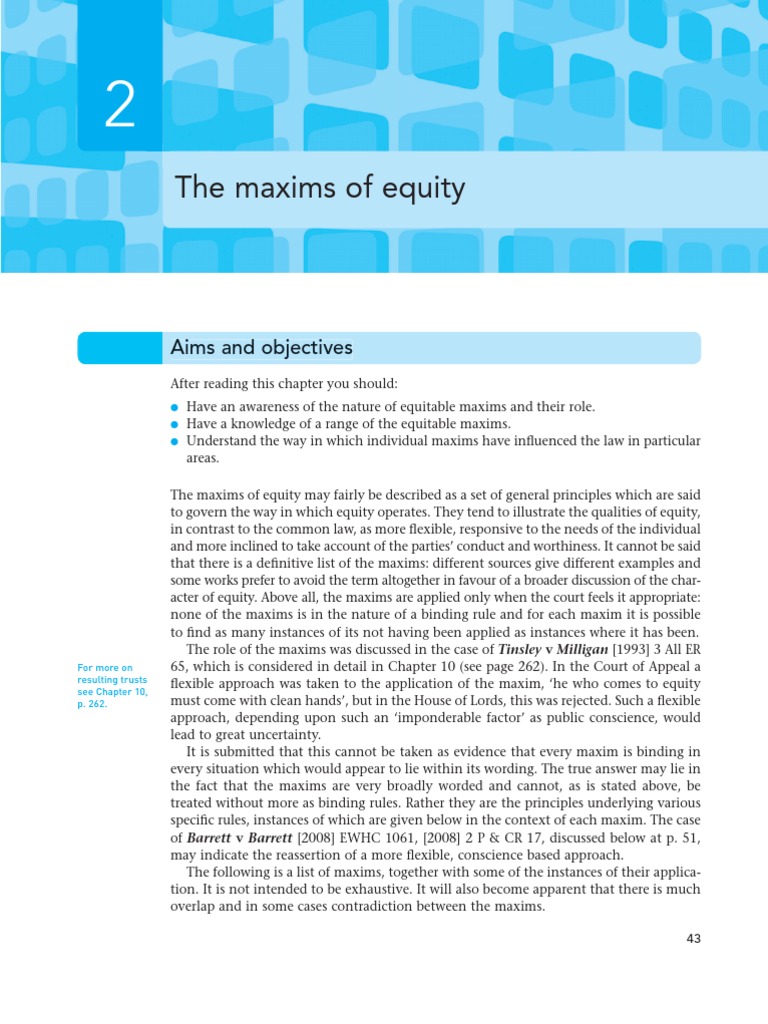 Understanding Equitable Maxims | PDF | Equity (Law) | Trust Law