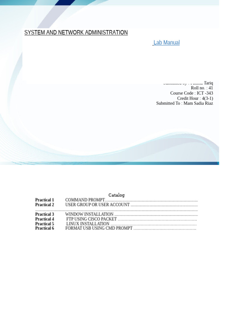 Lab Manual. Fatima Triq - Roll No 41 | PDF | Booting | Command Line ...