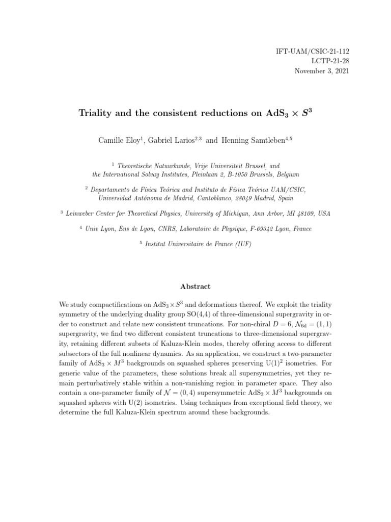 Triality in AdS3 × S3 Supergravity | PDF | Mathematics | Algebra