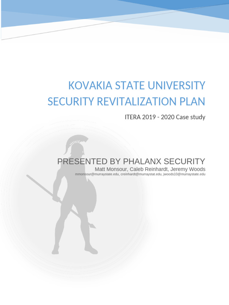 Kovakia State University Security Plan | PDF | Security | Computer Security