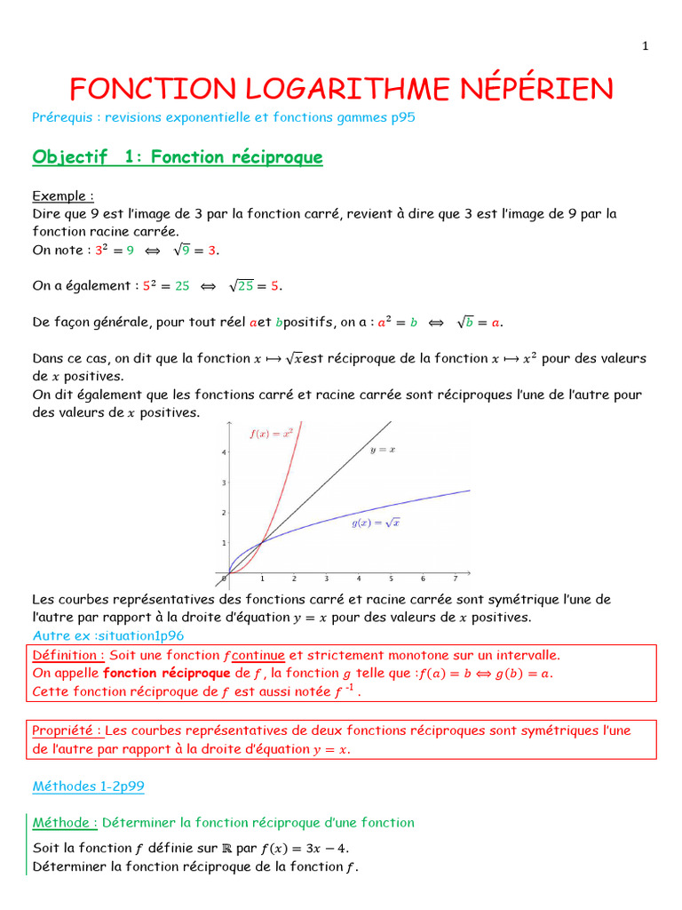 Fonction Logarithme et Exponentielle | PDF | Fonction (Mathématiques ...
