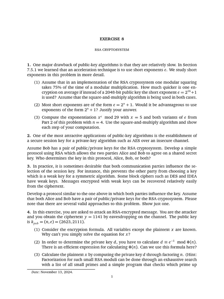 ex8 | PDF | Key (Cryptography) | Public Key Cryptography